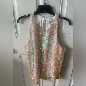 NWT MILLY MARIE SEQUIN HALTER TOP 
PEARL
SIZE 10